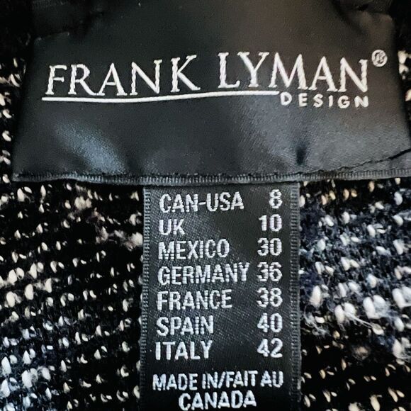 Frank Lyman Soft Fur Collar Black & Gray Stretchy Elegant Sweater - Size 8 - Picture 8 of 8